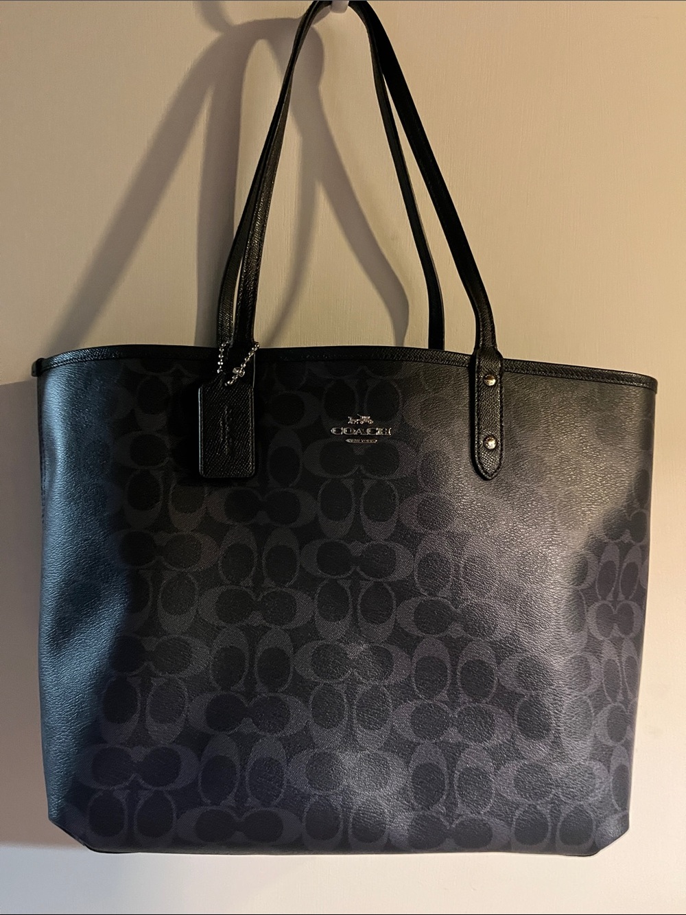 Coach Black Signature Tote with Contrast Logo